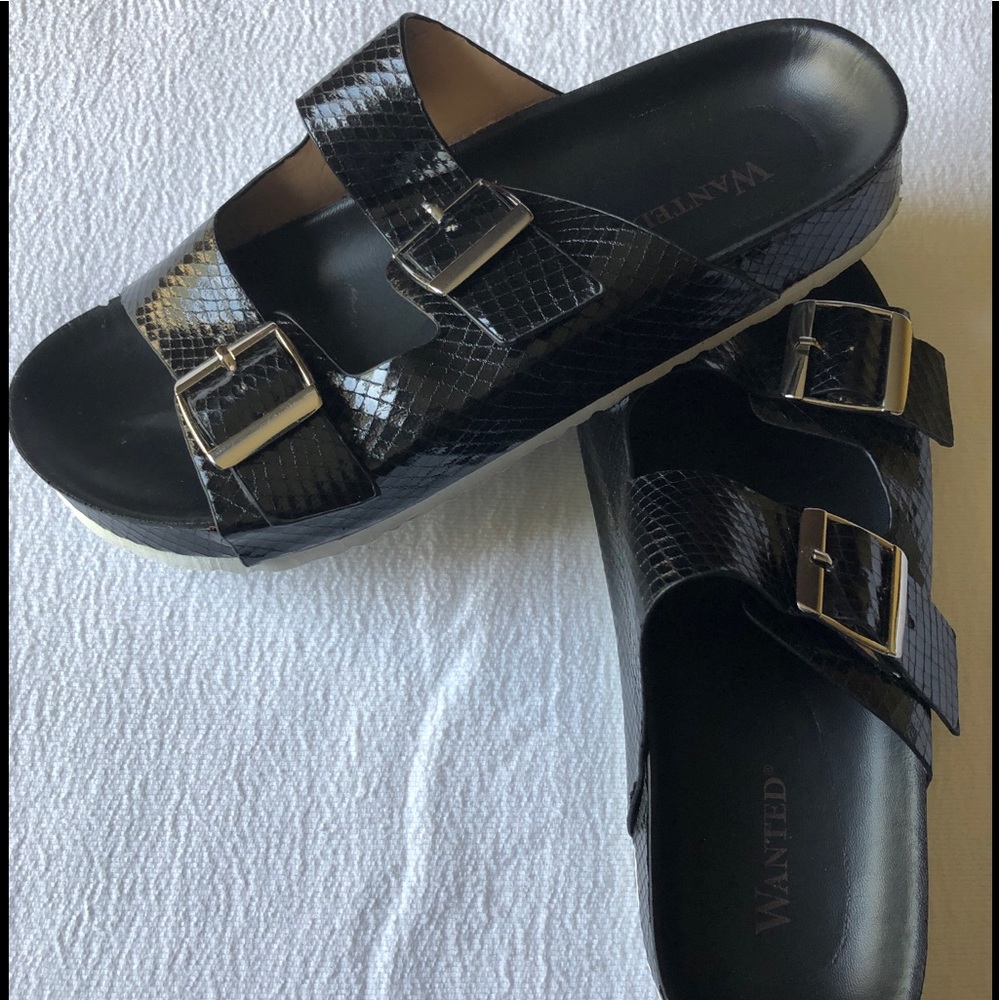 Black Buckle Sandals